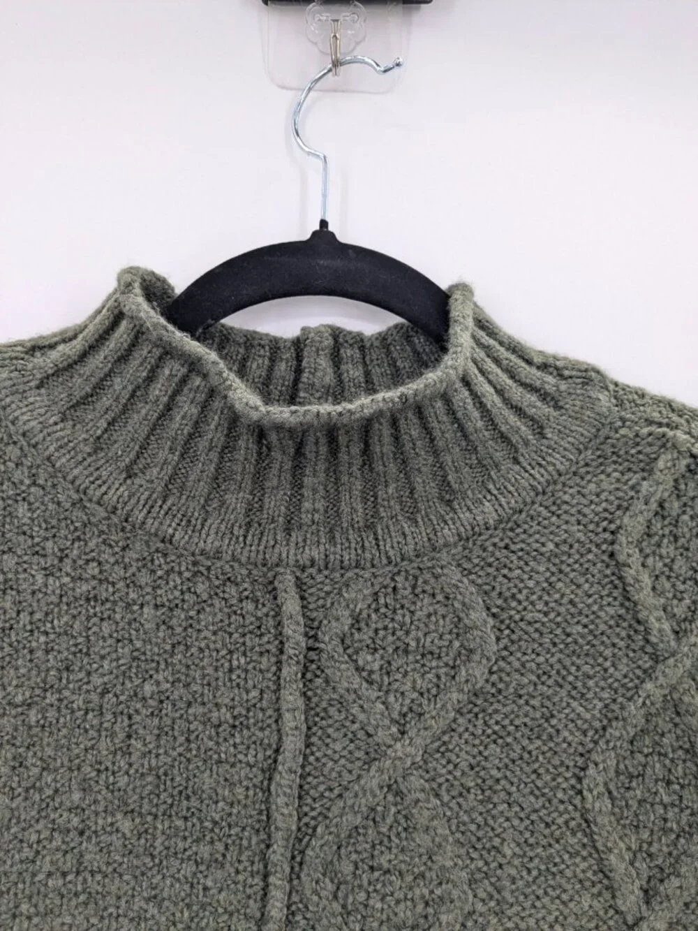 American Eagle Mock Sweater Pullover Cable Knit Mixed Stitch Academia XSmall